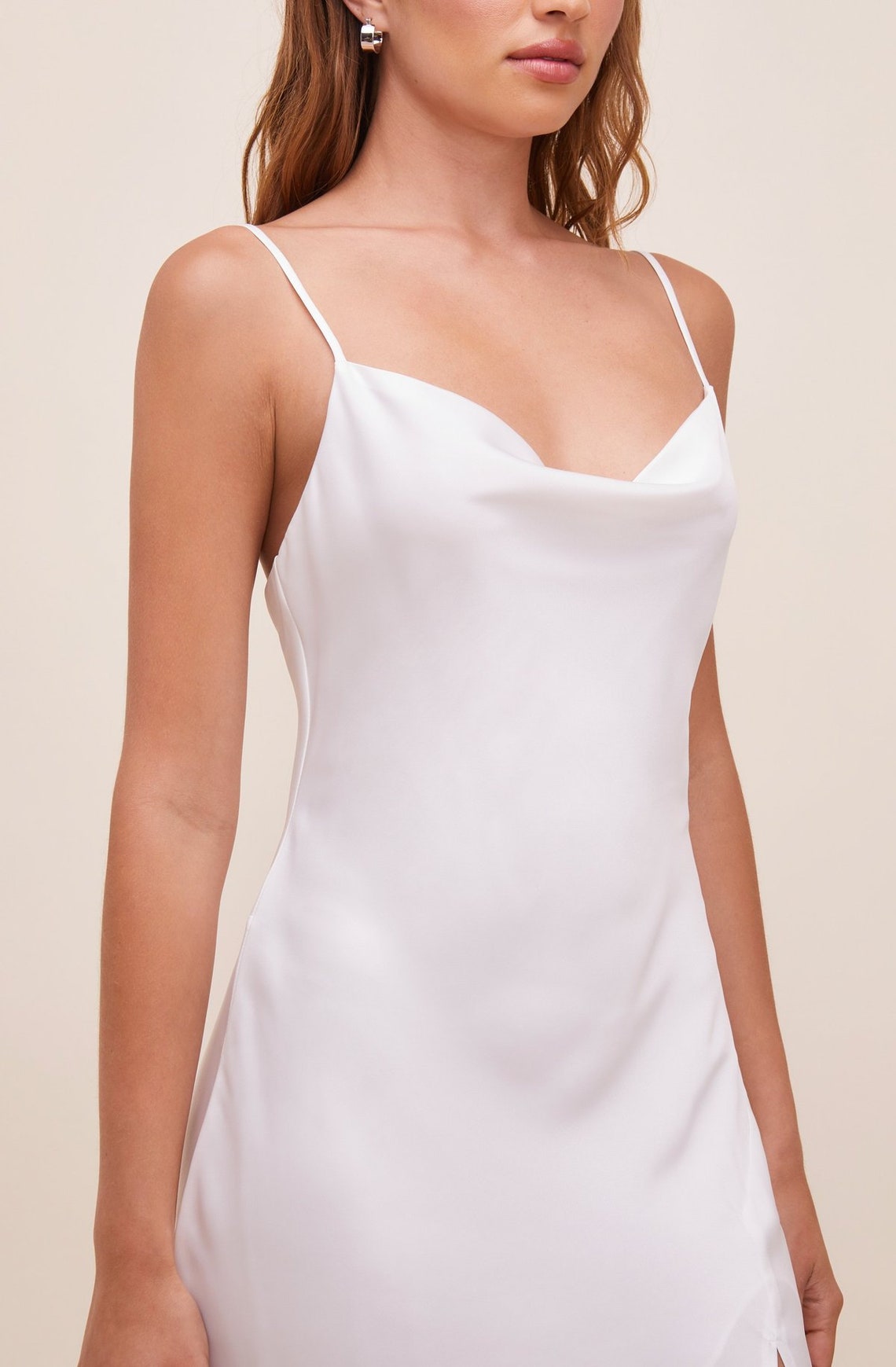White Color Satin Short Slip Dress Sleepwear silk satin Etsy
