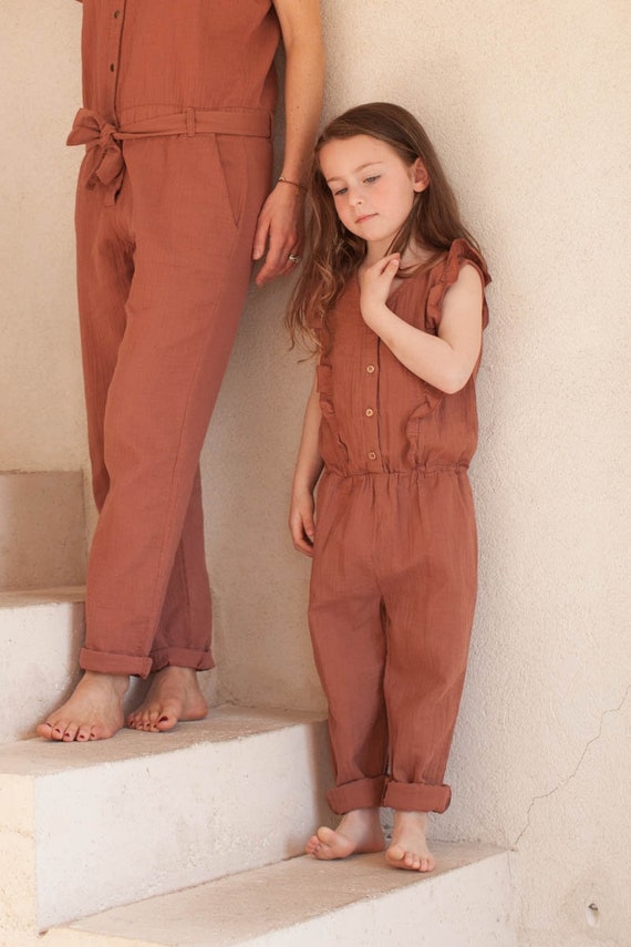 GIRL Rust Color Jumpsuit Cotton Couple 
