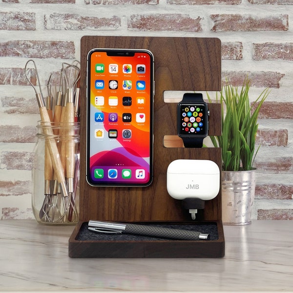 MAGSAFE APPLE DOCK , iPhone Charging Stand, Wooden Charging Station, Wireless Charging Station, Christmas Gift for Him, Birthday for Her