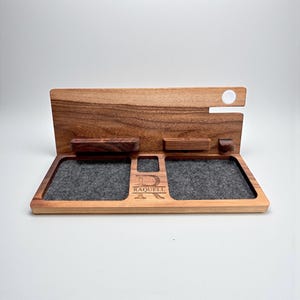Handmade Walnut Apple Charging Station: iPhone, iPad, AirPods & Watch Dock image 4