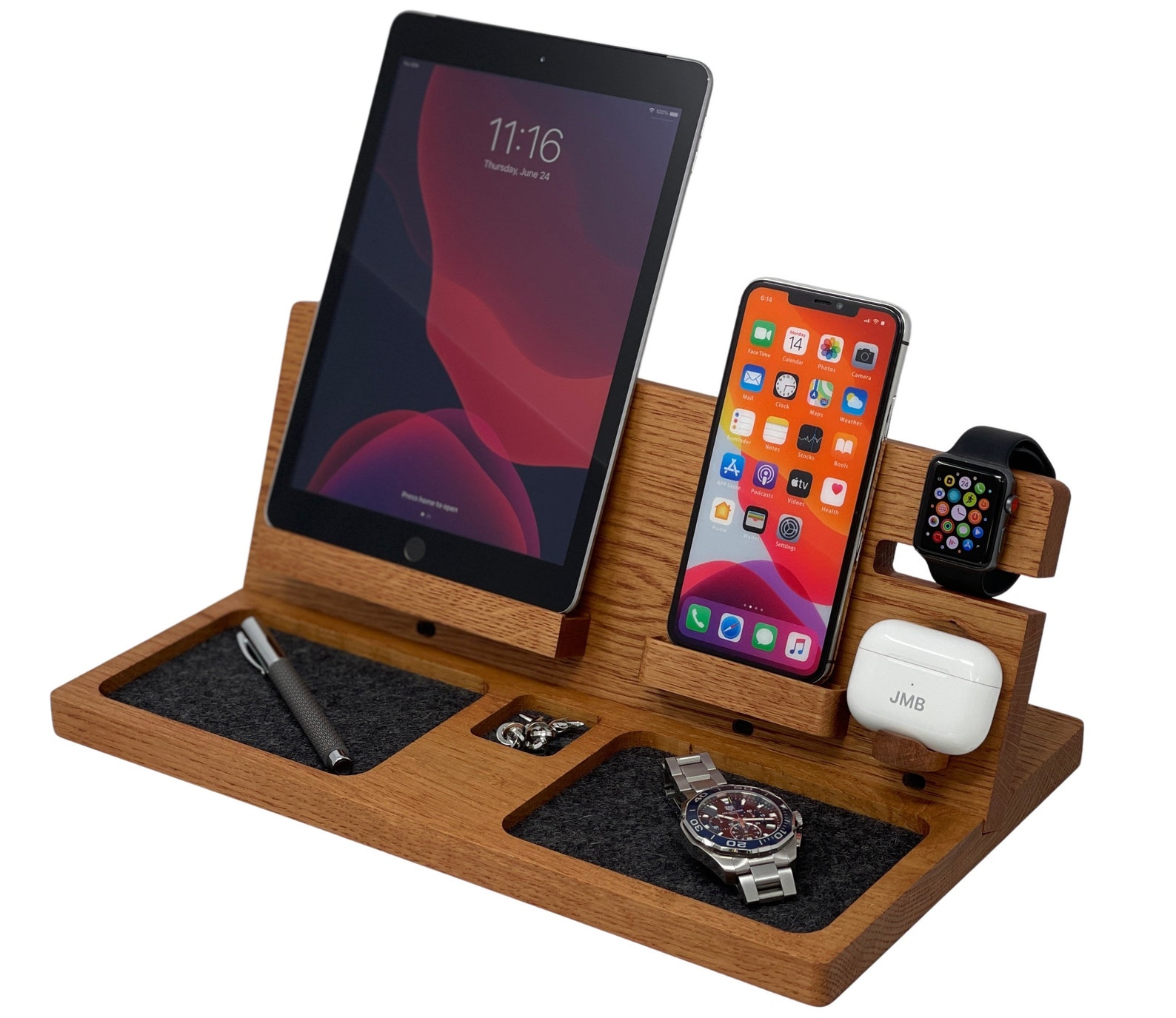 IPAD WORKSTATION MagSafe Phone Stand Wooden Charging Dock Etsy