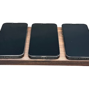 Triple MagSafe Charging Station: Solid Wood iPhone & Android Dock