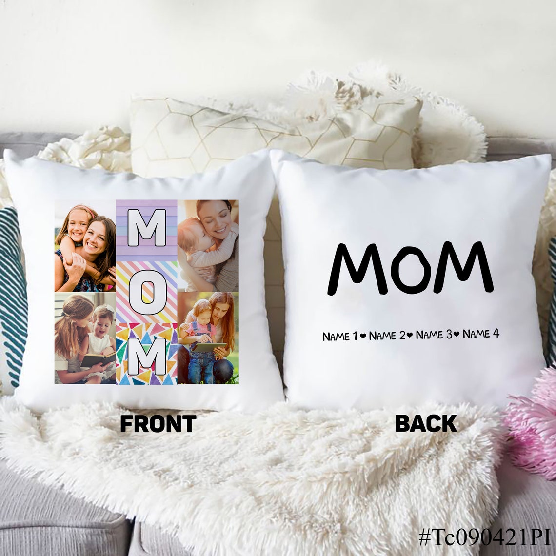 Cute Mother Pillow Custom Mom's Photo Family Pillow Etsy
