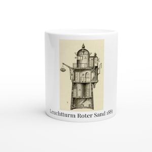 Leuchtturm Roter Sand 1885 – Vintage Ceramic Coffee Cup, Dishwasher & Microwave Safe
