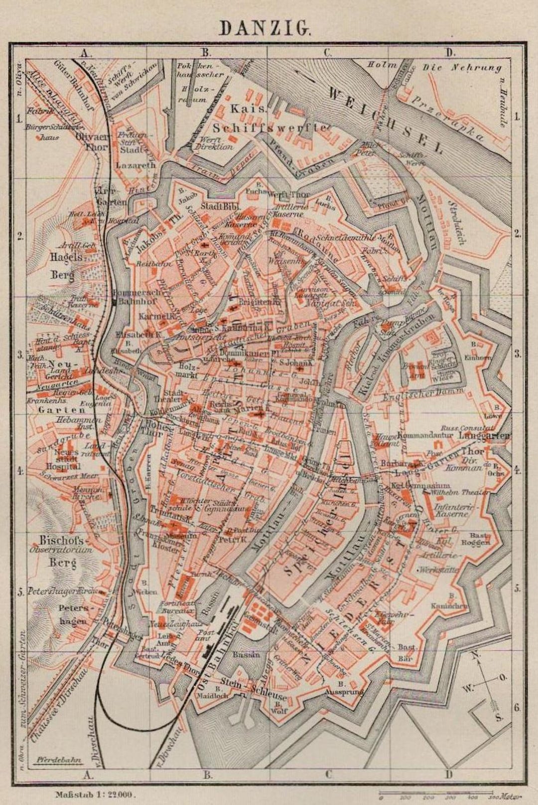 City Map of Danzig (1916) - Digital Download, Vintage Map, Printable ...
