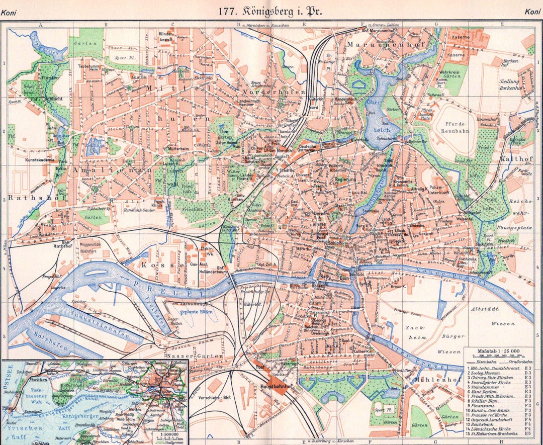 1933 K NIGSBERG Historical City Map Digital Download Vintage Map 1933 K NIGSBERG Historical City Map Digital Download Vintage Map