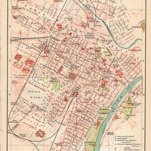 Può includere: Mappa d'epoca di Torino, Italia, con dettagli di strade, punti di riferimento e il fiume Po. La mappa, in scala 1:27.500, presenta testo in italiano e tedesco ed è contrassegnata con "TURIN" in alto. Dal Brockhaus Konversations-Lexikon.