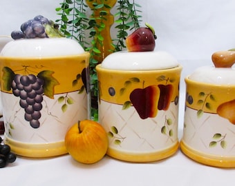 Vintage Ivy Canister Set - 1980s Kitchen Storage - Calloway