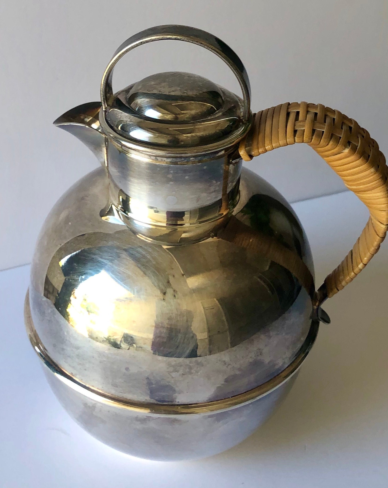 Teapot Small 1970s Rattan Handle 7 x 5 Sheffield Etsy