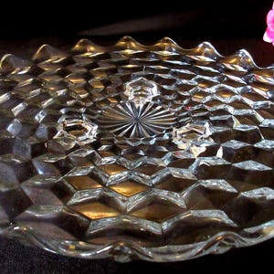 Vintage Fostoria Cake Plate: American Geometric Glass Server, 12"
