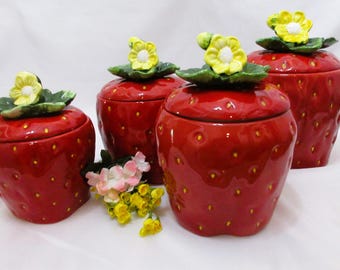 Vintage Ivy Canister Set - 1980s Kitchen Storage - Calloway