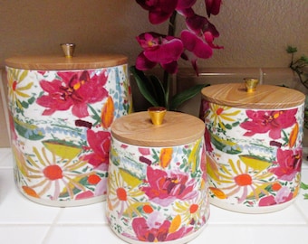 Vintage Ivy Canister Set - 1980s Kitchen Storage - Calloway