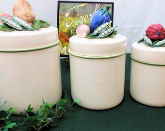 Vintage Ivy Canister Set - 1980s Kitchen Storage - Calloway