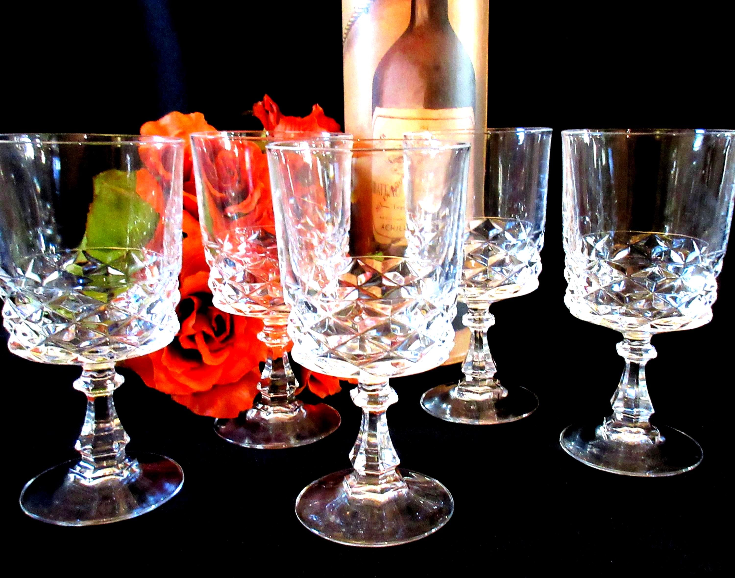 クリスタル・ダルク ワイングラス（5個セット）：ダイヤモンドカット