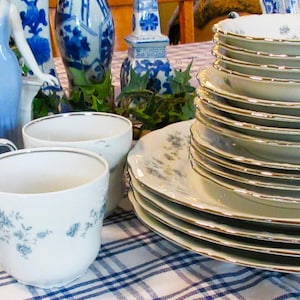 Antique China Set Blue and White - Etsy