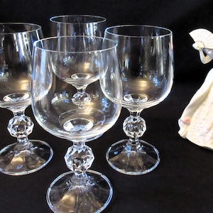 Bohemian Crystal Wine Glasses: Geometric Ball Stem, Victorian Design