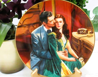 Assiette vintage en porcelaine, 21 cm (8,25 po), Autant en emporte le vent, Rêves d'Ashley, bordure dorée, n° 7572A