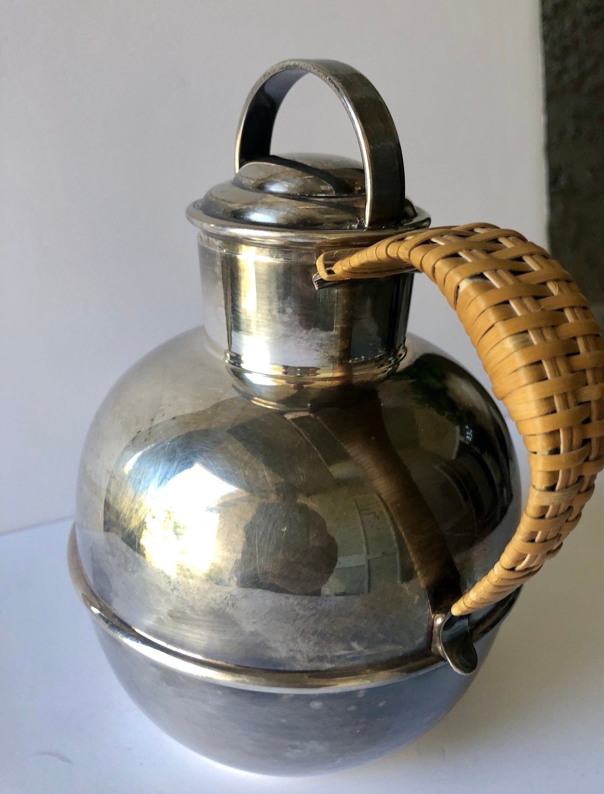 Teapot Small 1970s Rattan Handle 7 x 5 Sheffield Etsy