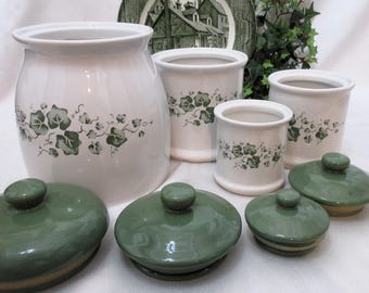 Vintage Ivy Canister Set - 1980s Kitchen Storage - Calloway