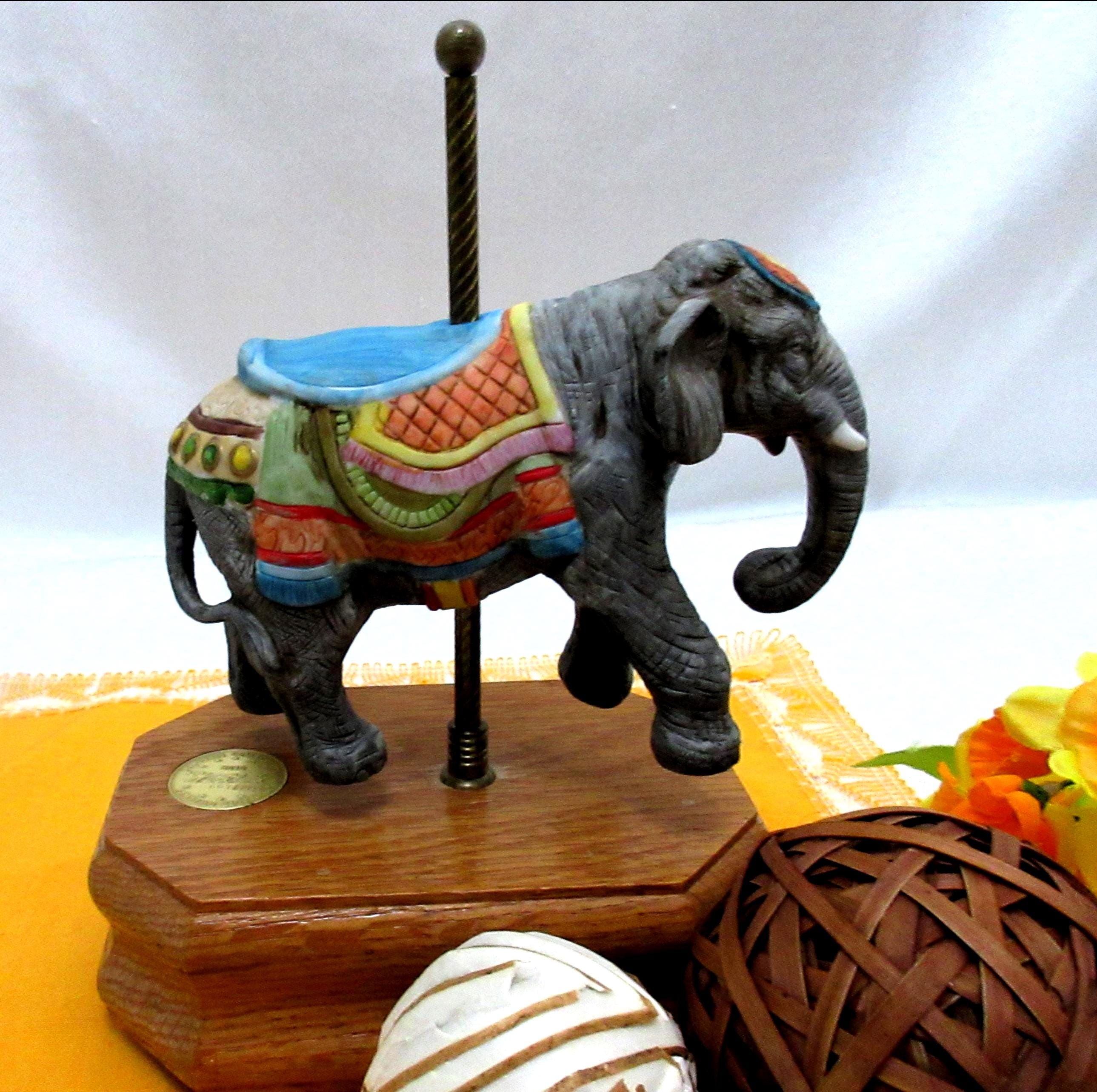 Vintage Westland Elephant Music Box: Porcelain, Carousel Waltz