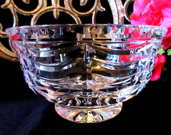 Handmade Crystal Bowl, Bavarian, Drape Cuts, Thumbprint, Fruit Bowl, 7.5"