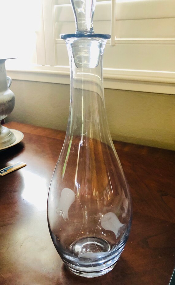 DECANTER CRYSTAL VINTAGE Princess House Etched Frosted Etsy