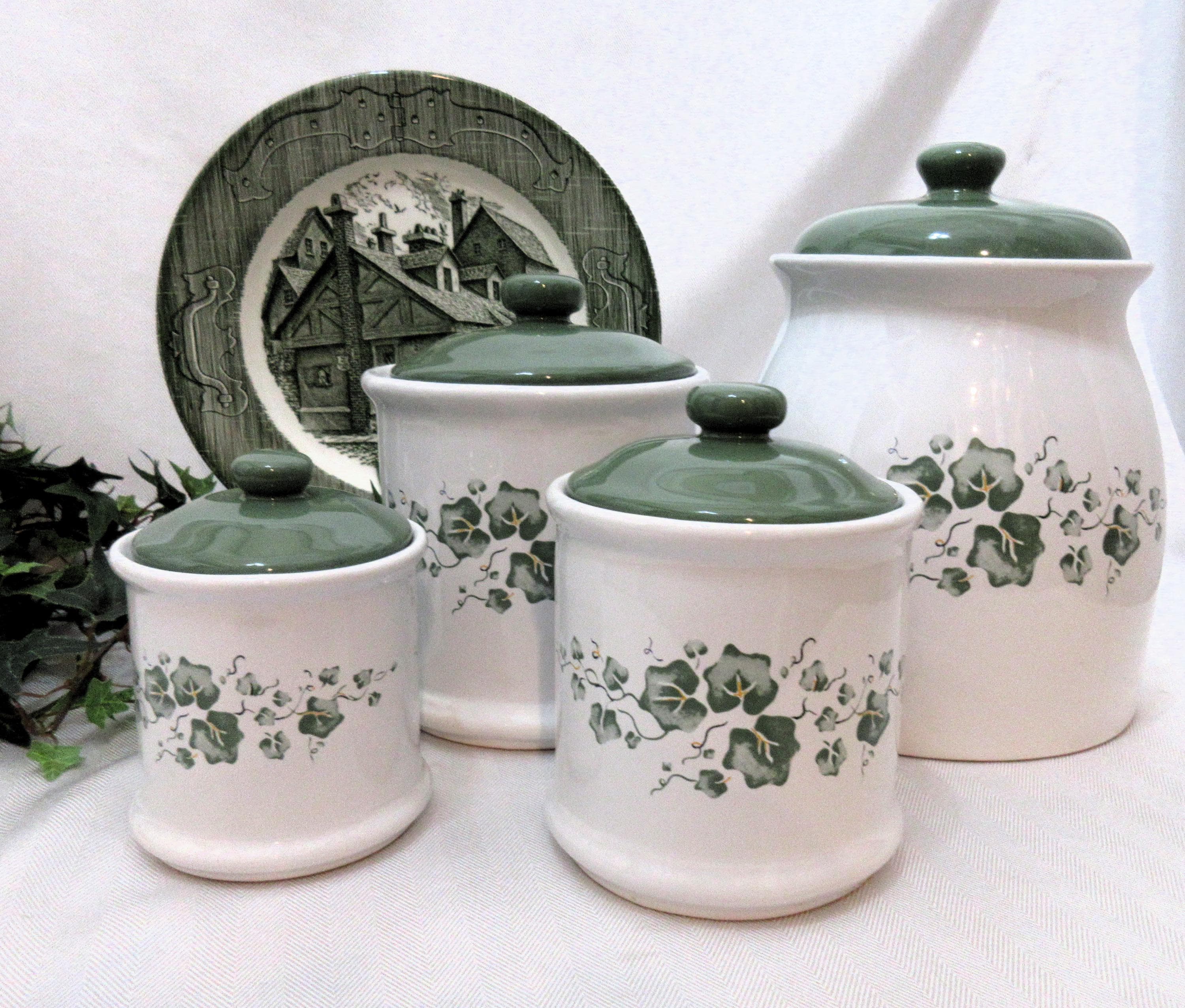 Vintage Ivy Canister Set - 1980s Kitchen Storage - Calloway