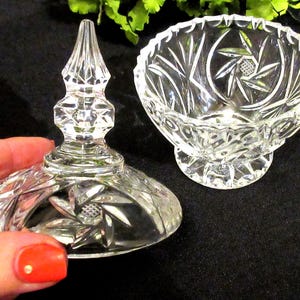 Vintage Lead Crystal Sugar Bowl: Deep Cut Etched Glass, 6"