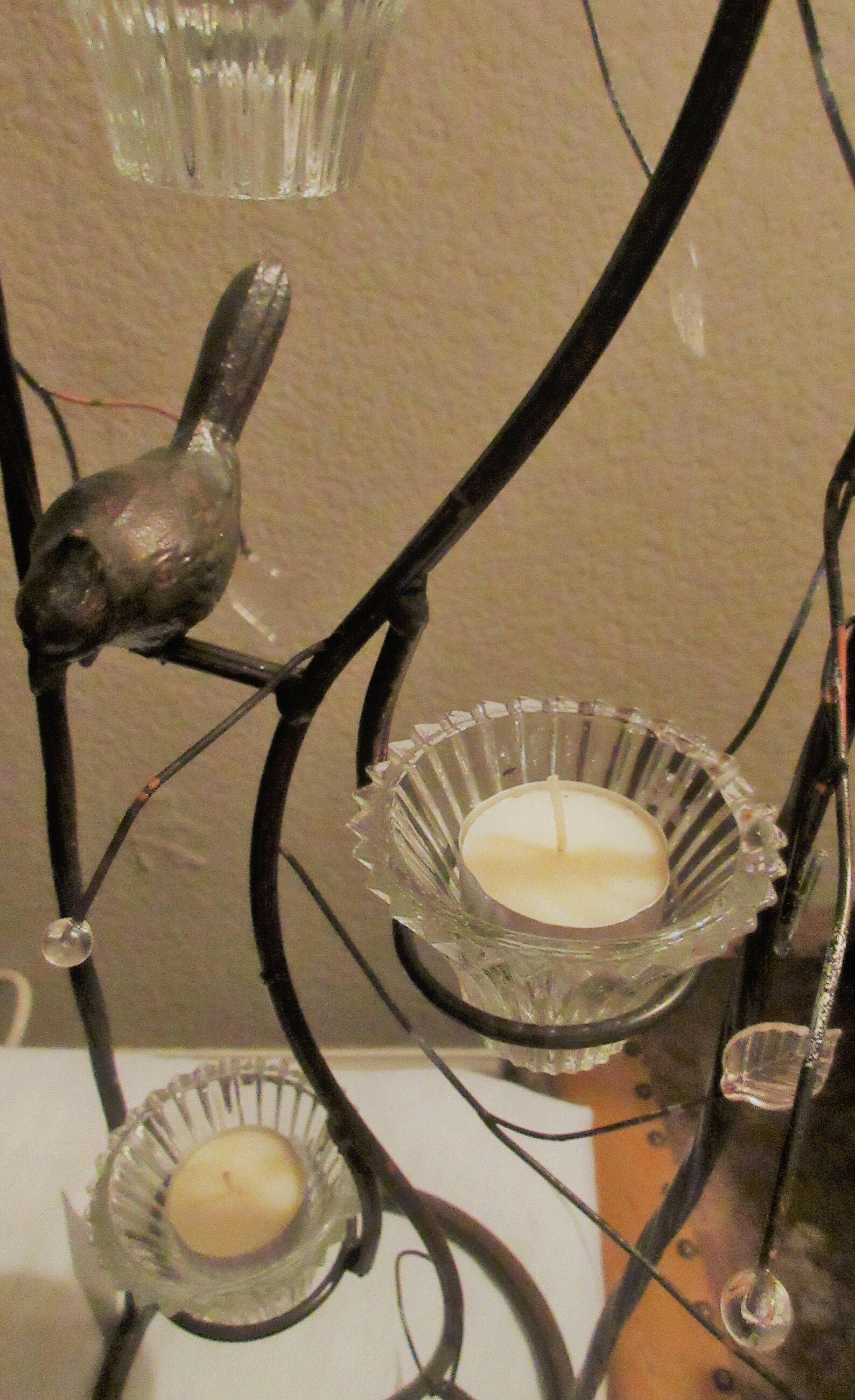 CANDLE HOLDER BIRD on Branch Rustic Wrought Iron Etsy