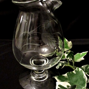Mid Century Martini Pitcher: Hand Blown Etched Wheat Barware