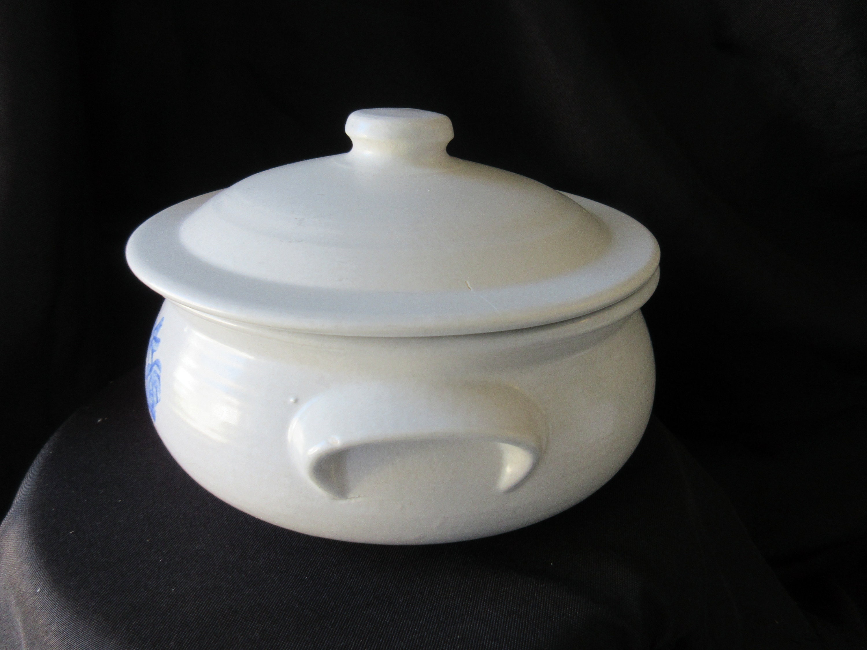 CASSEROLE DISH W/LID Ceramic White Blue Floral Design Etsy