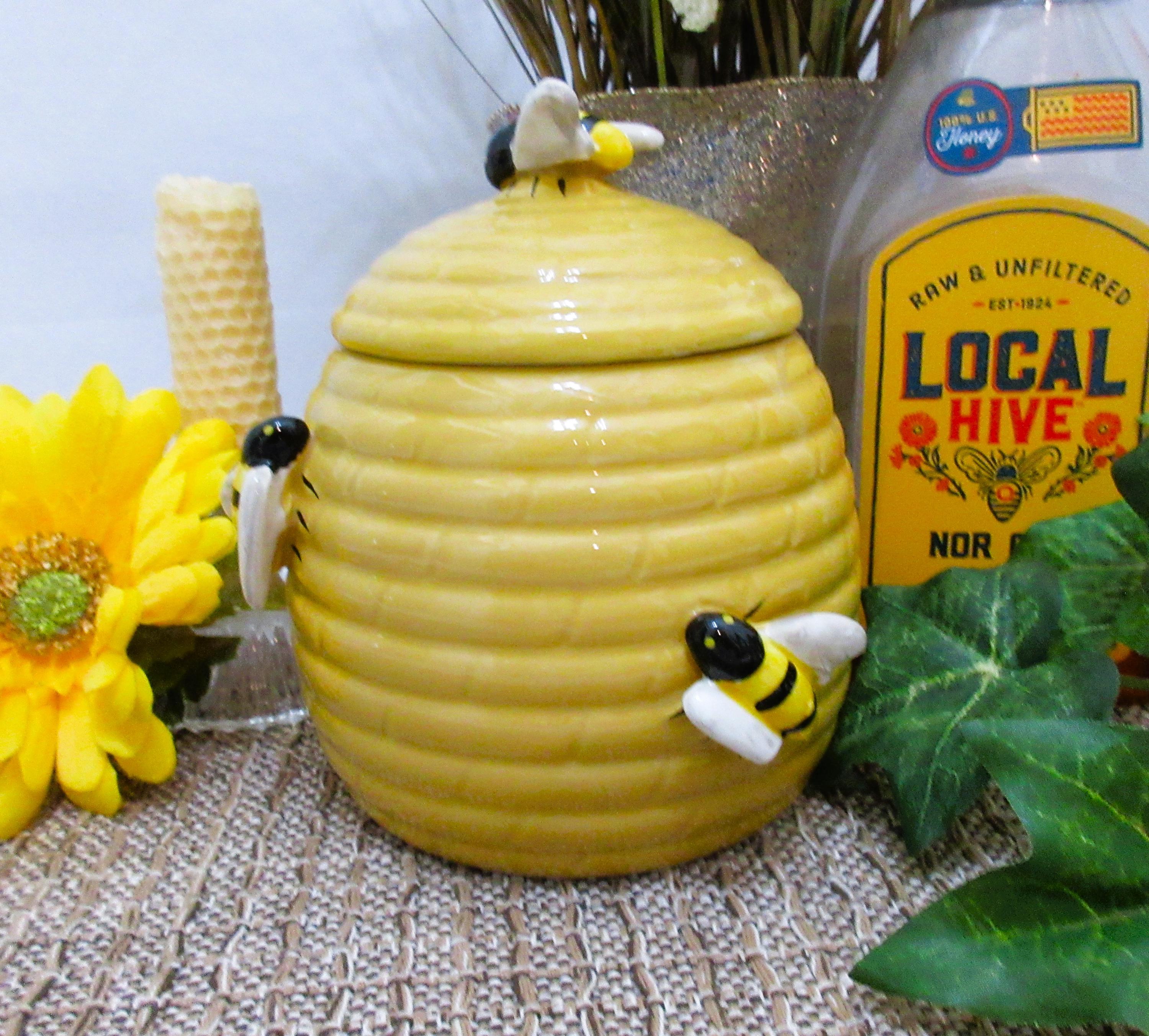 Market Square Beehive Canister, Yellow Ceramic, Hobby Lobby, 6