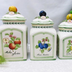 Villeroy & Boch French Garden Canisters, Fruit Motif 1990's,  Set of 3
