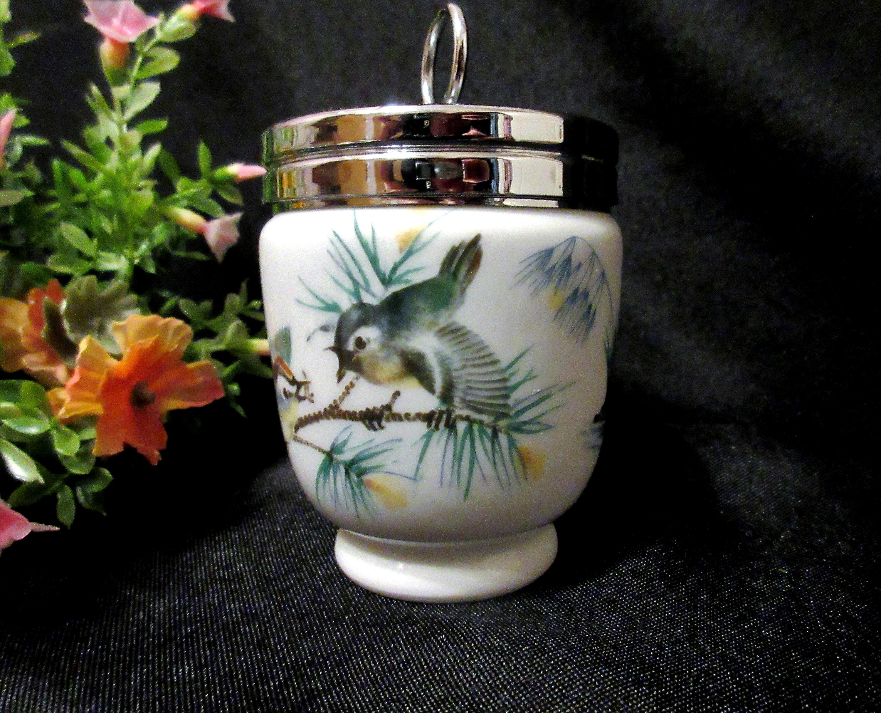 ヴィンテージ ロイヤルウースター エッグコドラー：野鳥たち、シルバー