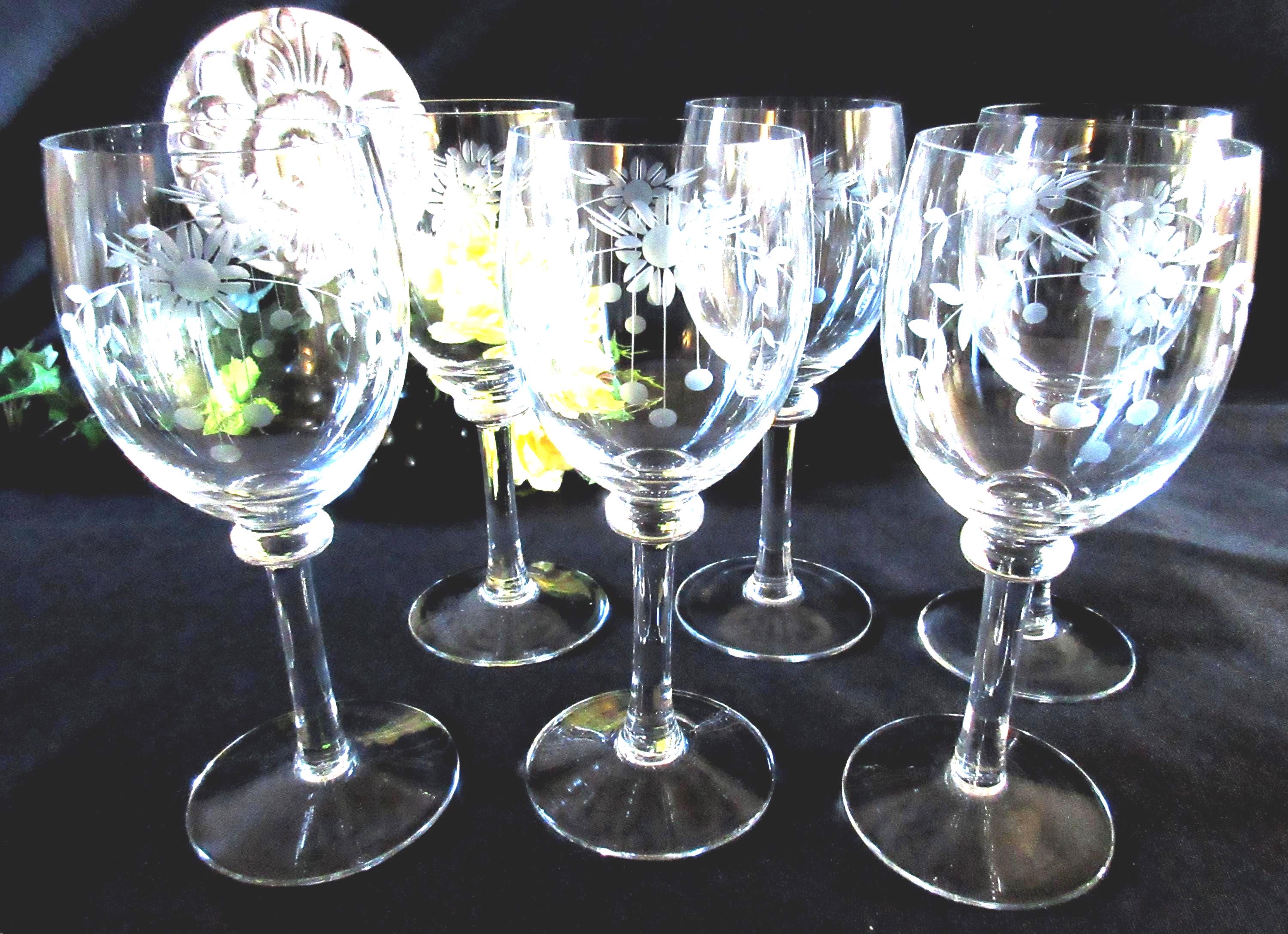 ヴィンテージクリスタルワイングラス（4個セット）：手吹き