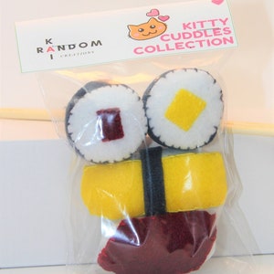 Felt Cat Nip Sushi Cat Toys/ 4 pieces/ 2 rolls / 2 Nigiri Sushi Handsewn
