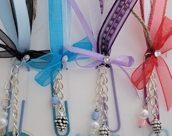 4 Piece Ribbon Paper Clip, Paper Clip Place Holder, Altered Paper Clip, Decorative Paper Clip, Budget Planner Decor, Cash Stuffing.