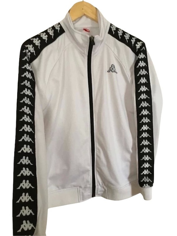 VINTAGE Ultra Rare Kappa Track Jacket Light Jacket White Black