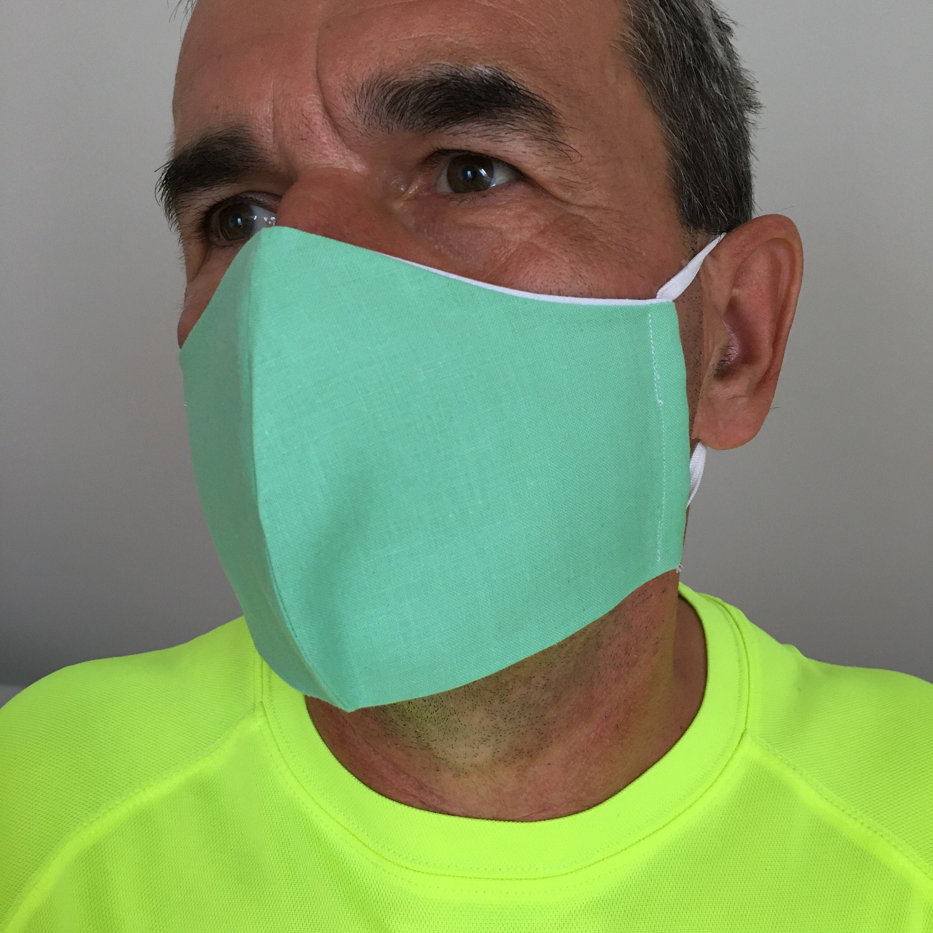 100 Cotton Light Green Face Mask washable masque 2 Layers Etsy