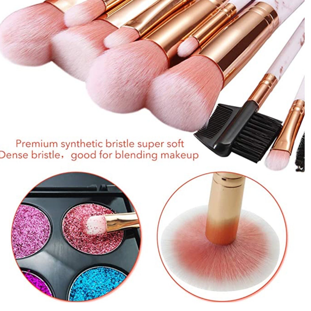 Personalised Pink Leather Cosmetic Bag With 16pcs Marble Professional