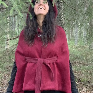 Women's wool blend cloak with hood