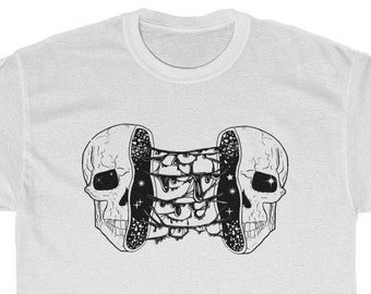 Split Skull Tshirt Goth Tee Gothic Shirt Goth Grunge Clothing Aesthetic Clothing Skeleton Shirt Alternative Skull Shirt eGirl Clothing Edgy