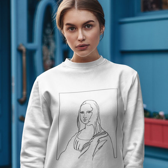 Mona Lisa Line Art Crewneck Minimalist Sweatshirt Fine Art Shirt Leonardo da Vinci Mona Lisa Shirt Aesthetic Clothing Art Indie Clothing