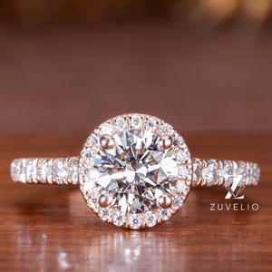 1.63 CTW Lab Grown Diamond Engagement Ring: 18kt Rose Gold Halo Setting