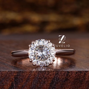 Anello di fidanzamento antico con moissanite taglio portoghese da 2,05 ct, anello di nozze solitario taglio vintage, anello con moissanite incolore, regalo di anniversario