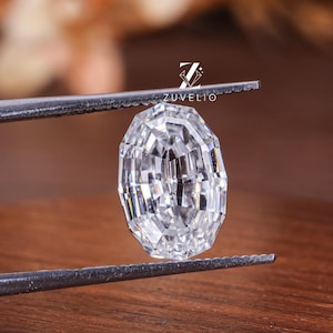 2.80 Carat Step Cut Oval Shape Loose Moissanite for Rings / Pendant / Custom, Colorless VVS Clarity Certified Moissanite Sparkle Unique