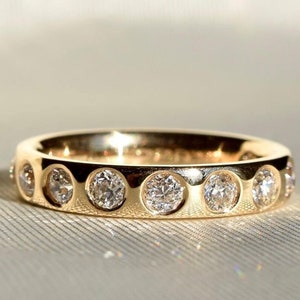 Moissanite Wedding Band, 0.7 CTW Half Eternity Ring, Unique Engagement Band, Anniversary Gift For Couple, (HEB40100)