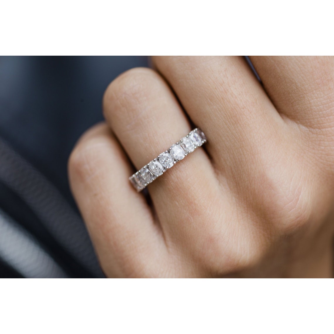 4X3 mm Moissanite Wedding Band Oval moissanite eternity band Etsy