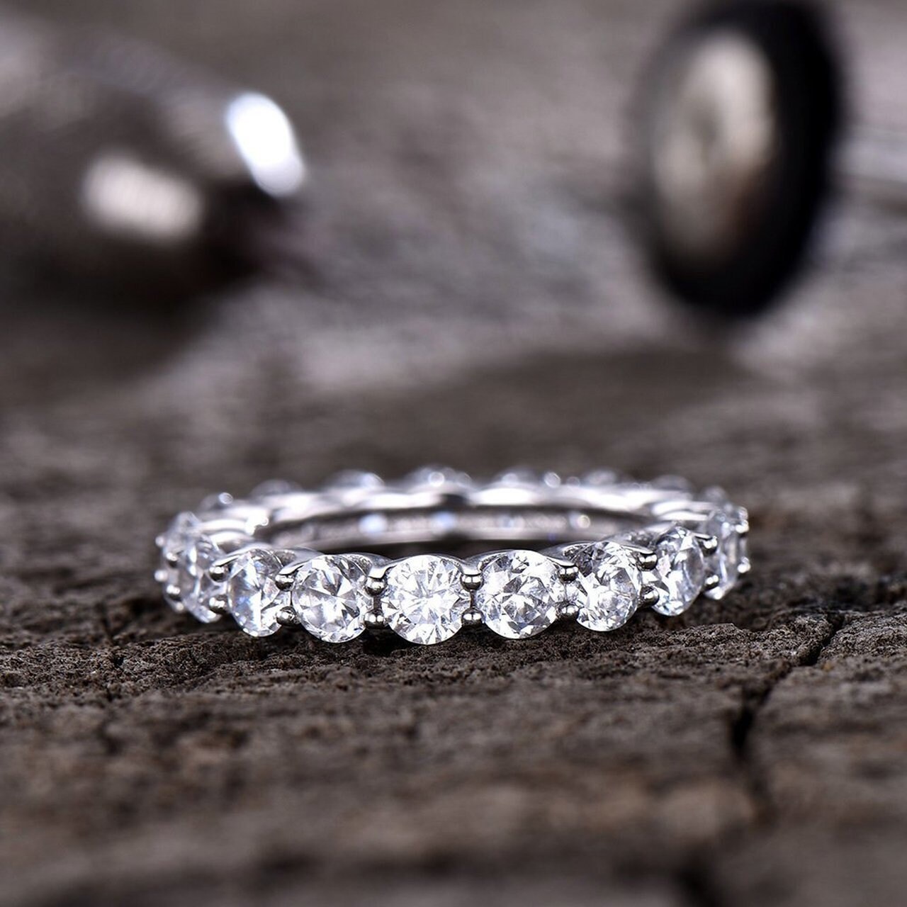 4 mm Moissanite Wedding Band moissanite eternity band white Etsy