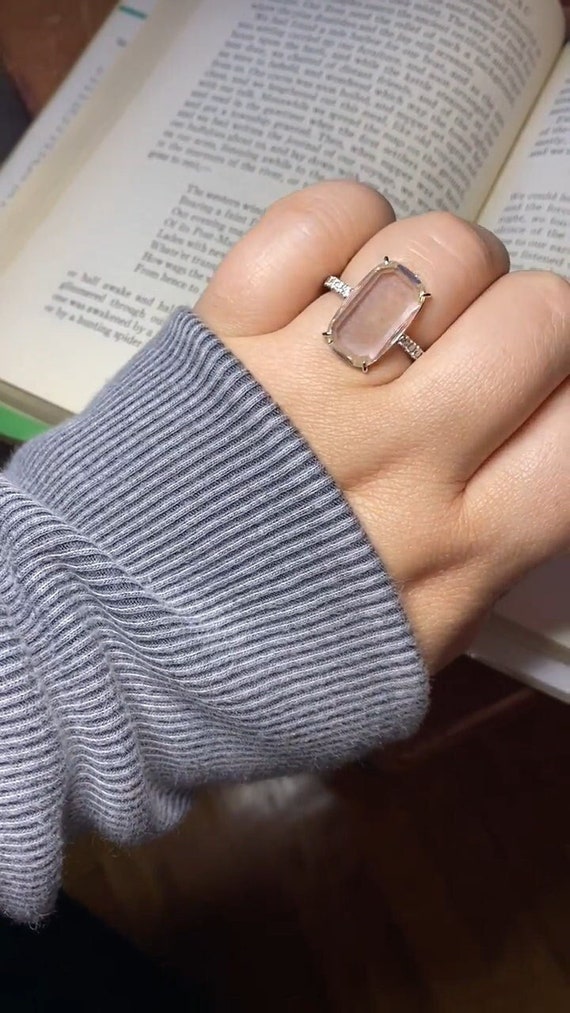 Elongated Portrait Cut Moissanite Diamond Engagement Ring White Gold Diamond Ring Minimalist Ring ER101790